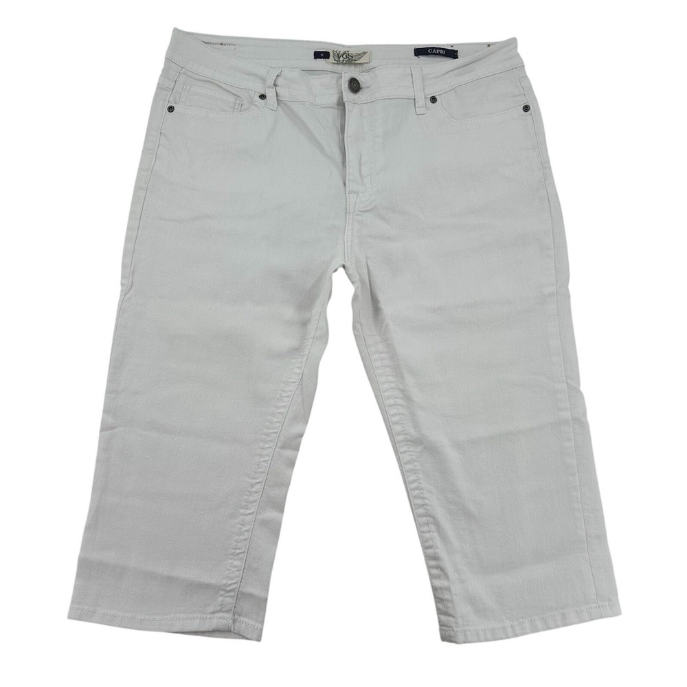 VGS Denim For All Time Women Size 16 Embellished Capri Jeans Off White Summer